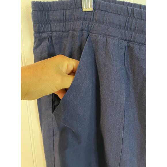 Land N Sea Womens 3XNavy Linen-Blend Drawstring Pants With Elastic Waist&Pockets - Picture 5 of 15